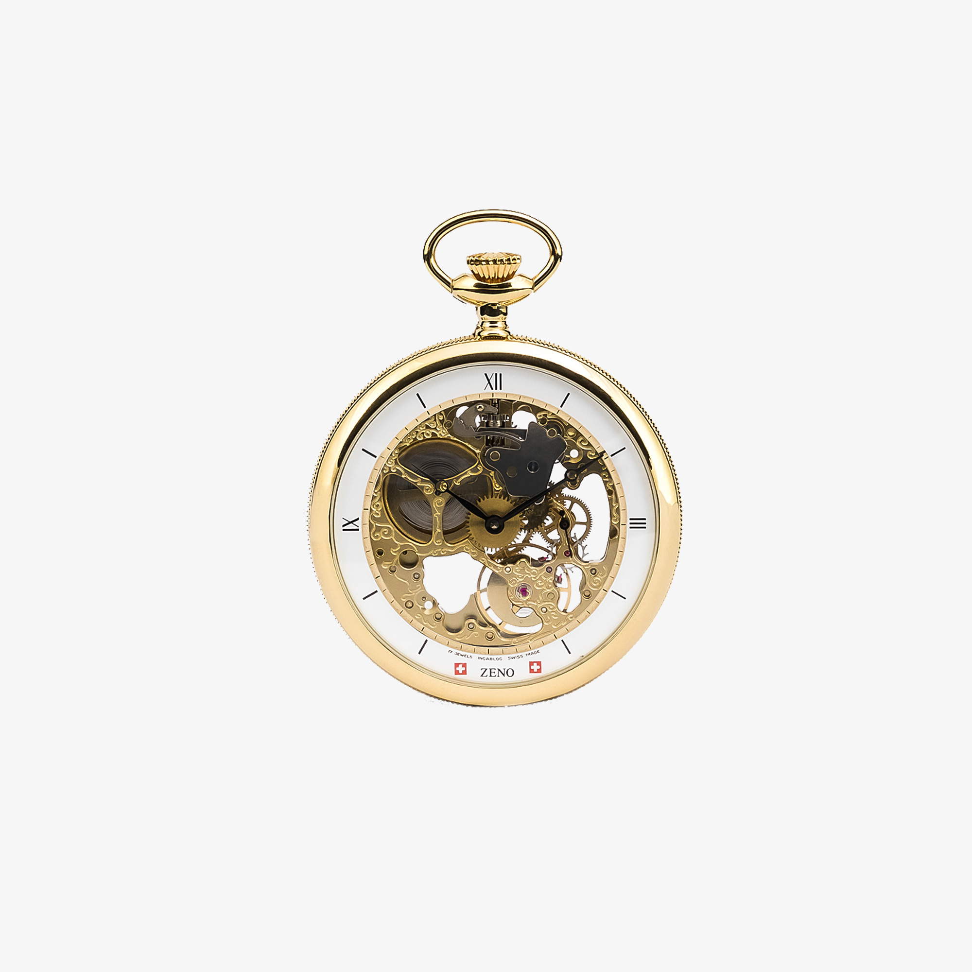 ZENO-WATCH BASEL.Pocket Watch Lepine – XL skeleton gold plated