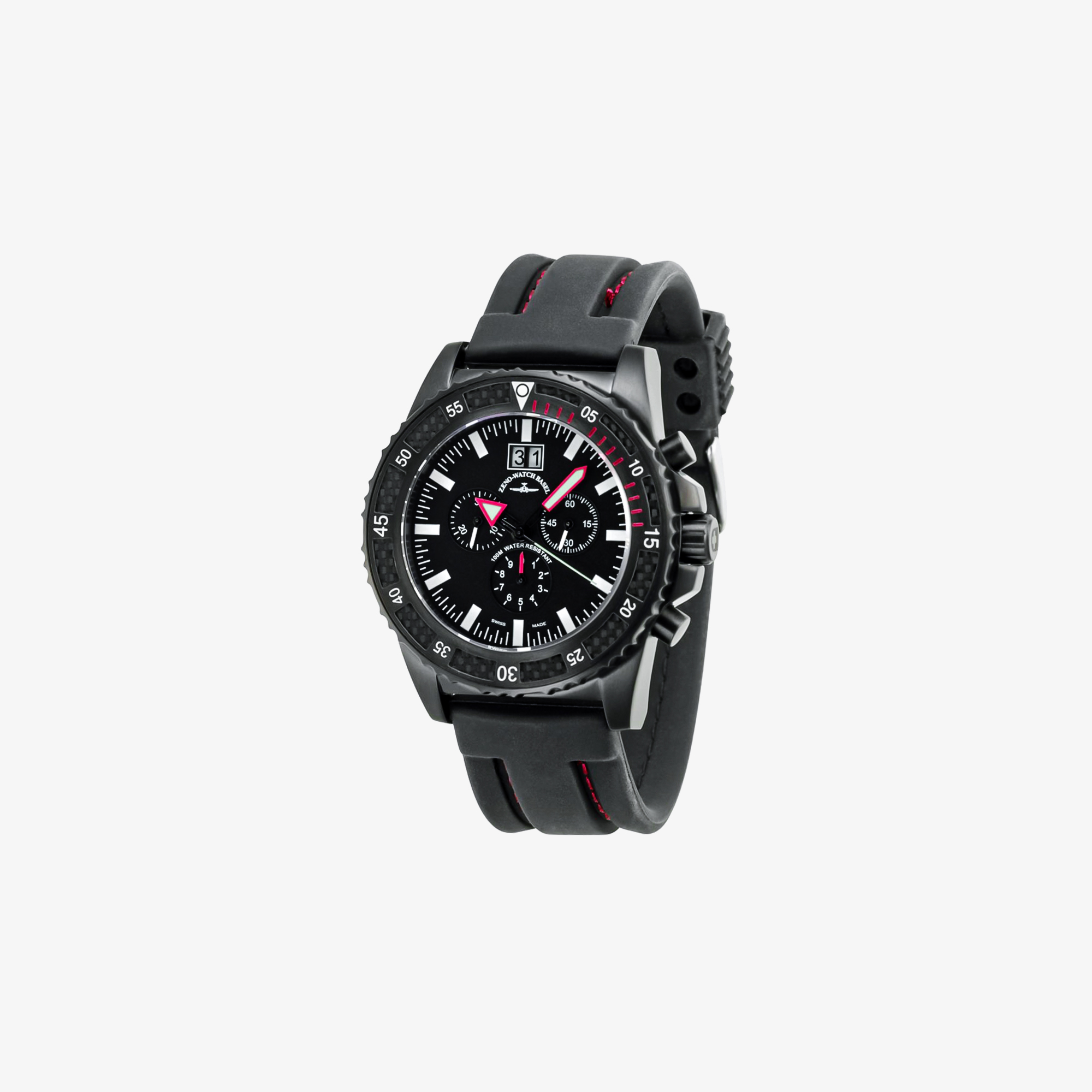 ZENO-WATCH BASEL,PD-Look Chronograph Q Big Date black+red