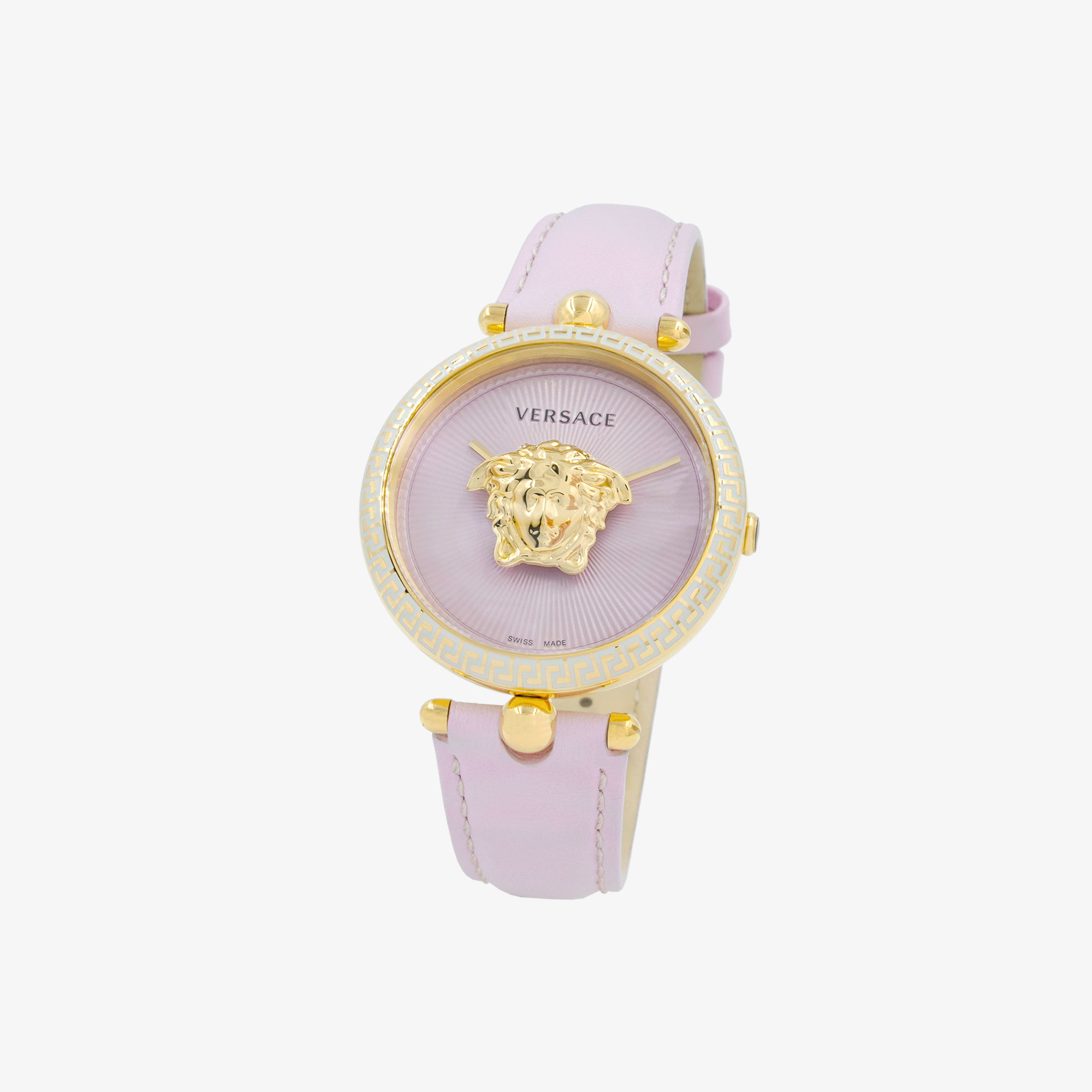 VERSACE PALAZZIO EMPIRE WATCH WITH PINK LEATHER STRAP