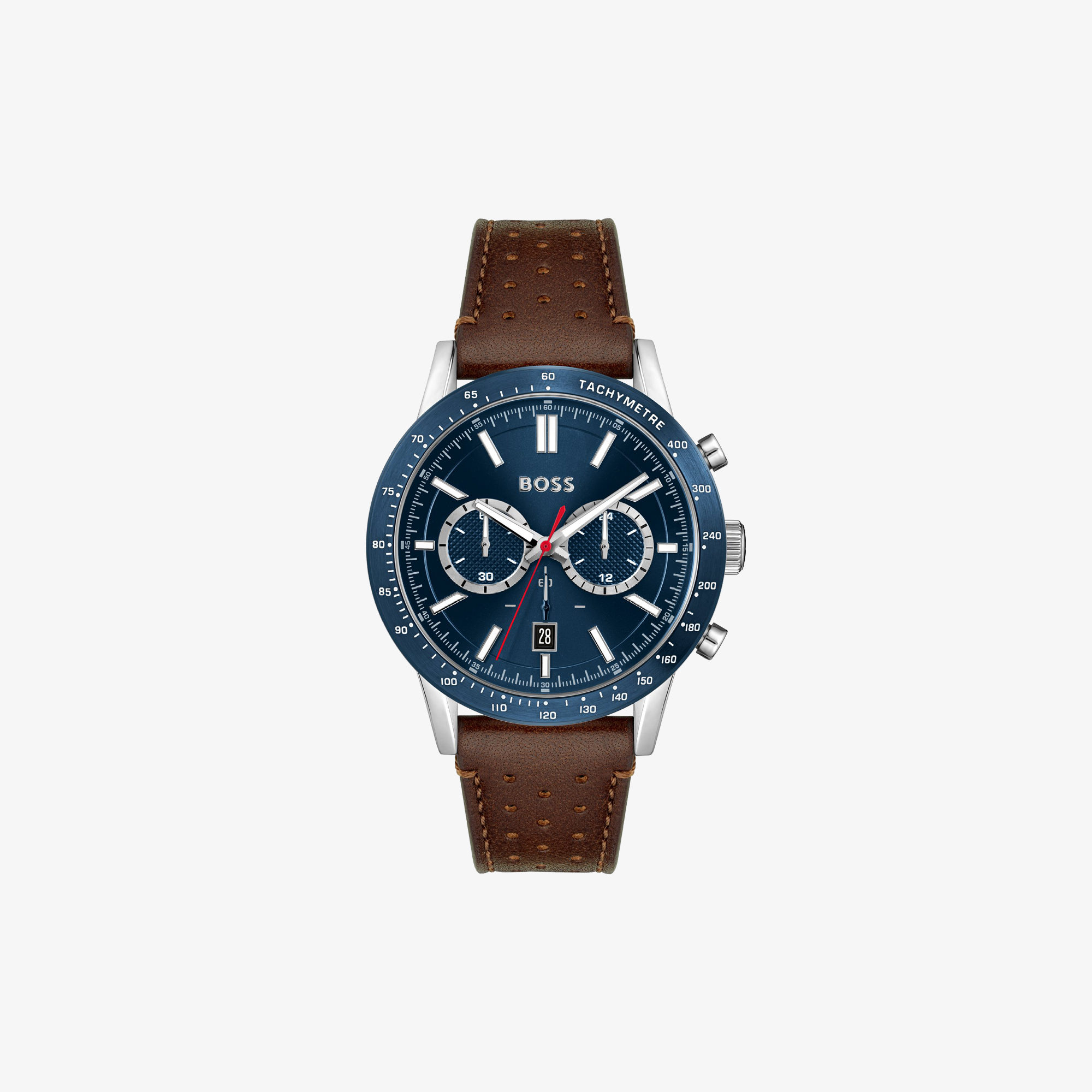 HUGO BOSS ALLURE CHRONOGRAPH WITH BLUE DIAL AND BROWN LEATHER STRAP