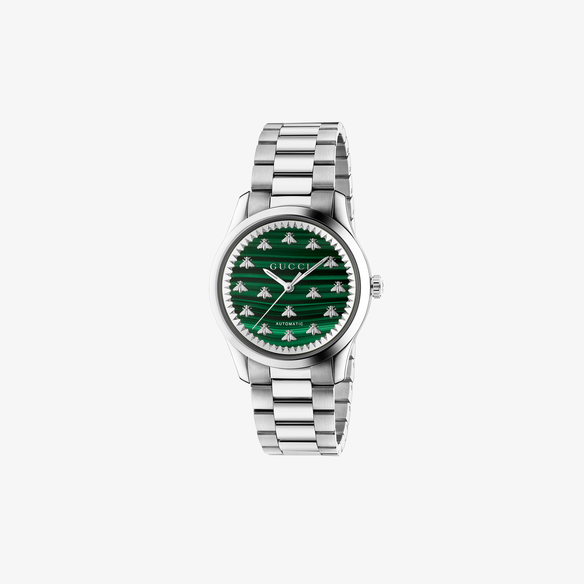 GUCCI G-TIMELESS 38MM AUTOMATIC WATCH WITH GREEN DIAL