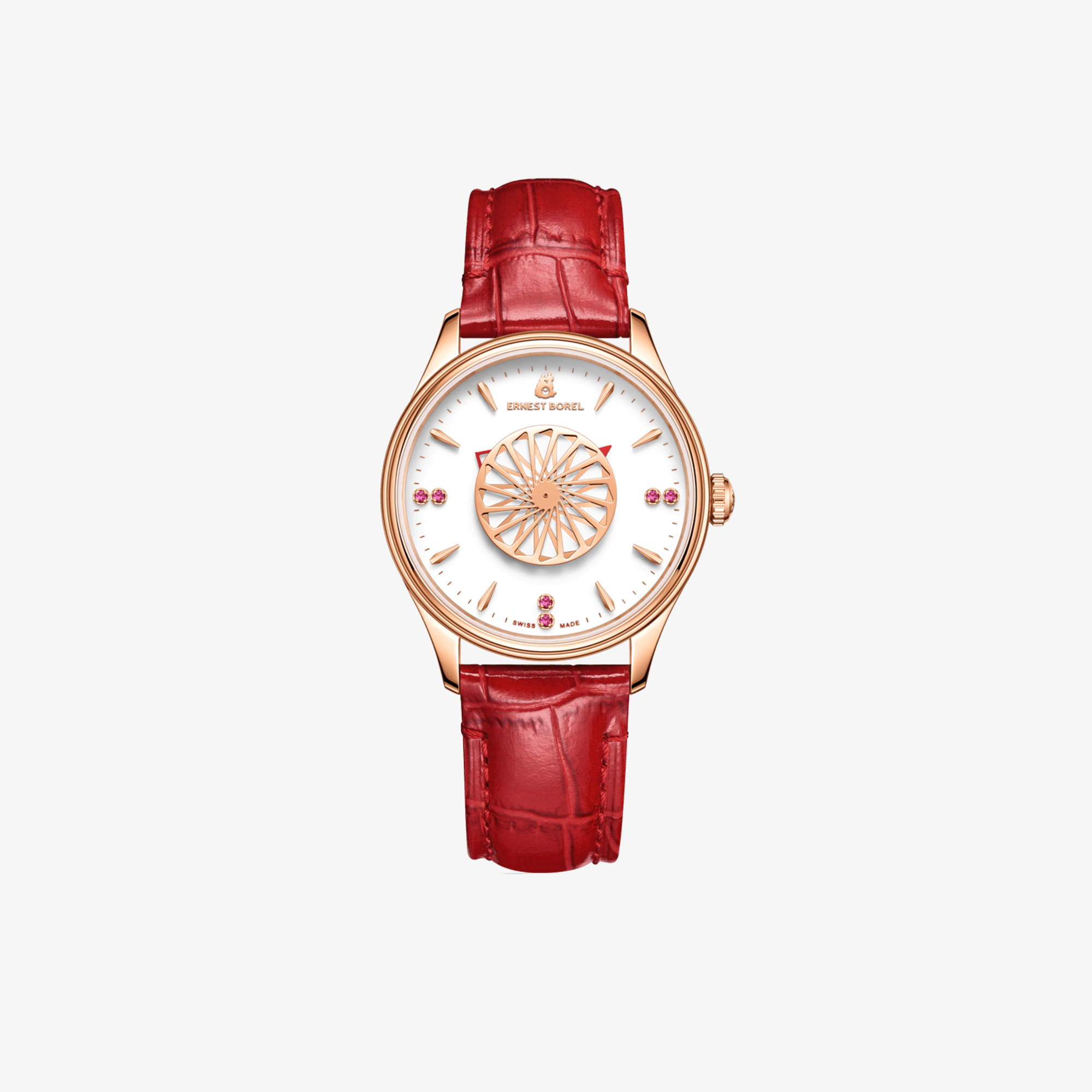 ERNEST BOREL COCKTAIL WATCH WITH WHITE DIAL AND RUBIES