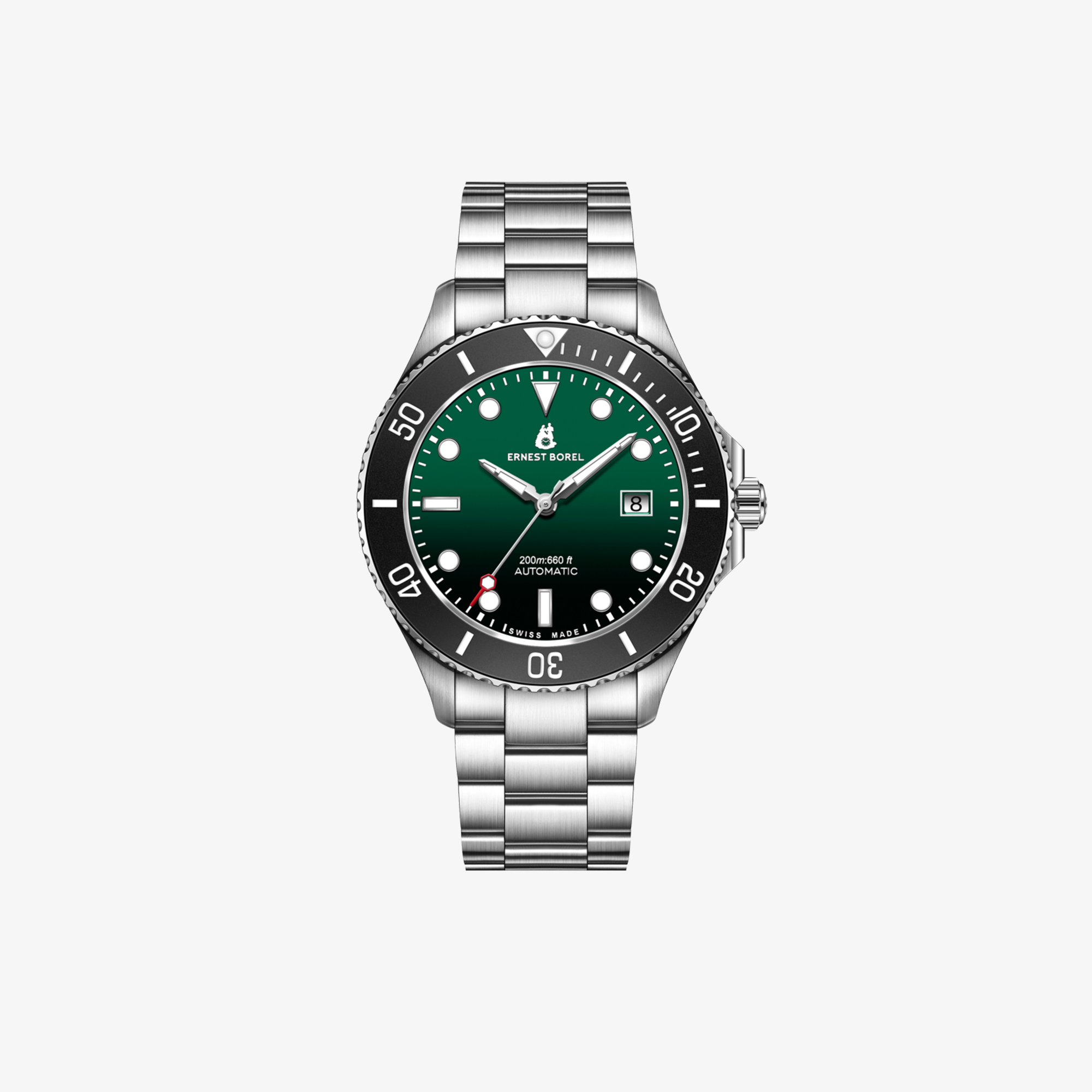 ERNEST BOREL SAGE WATCH WITH GREEN DIAL AND BLACK ENAMEL BEZEL