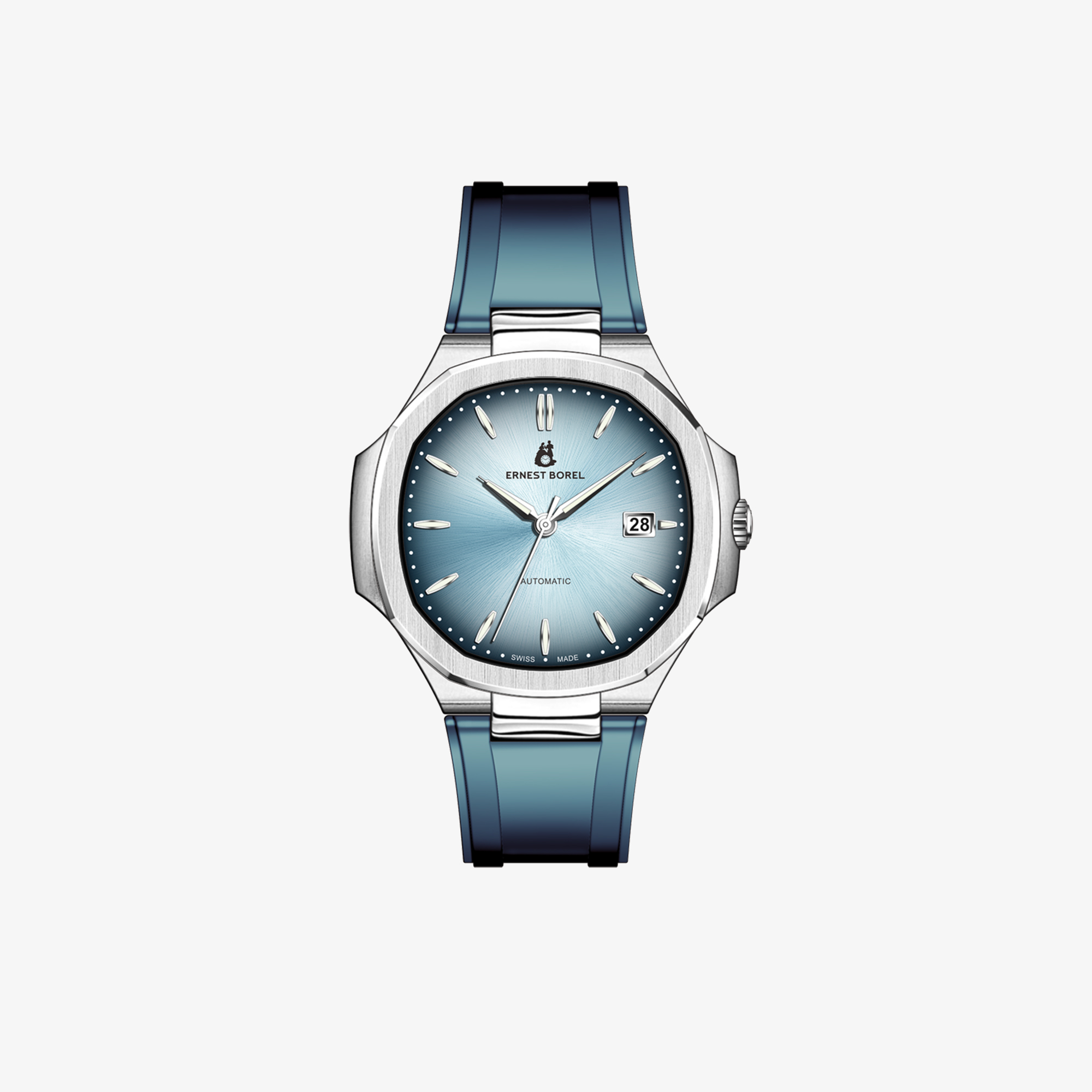 ERNEST BOREL RETRO WATCH WITH LIGHT BLUE DIAL AND STRAP